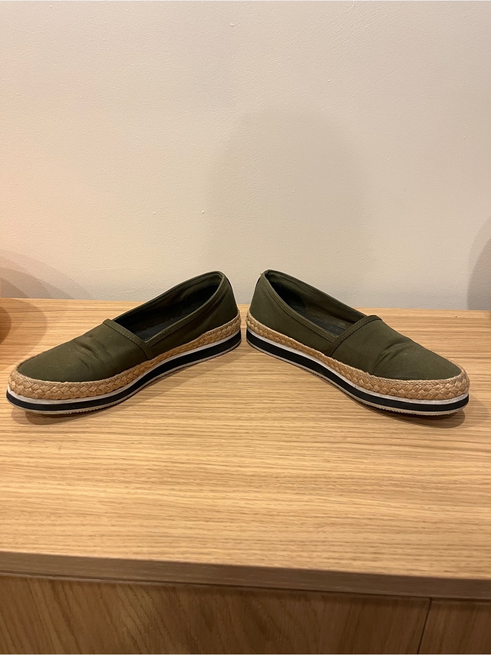 Prada Olive Green Espadrille Slip-On Shoes - Picture 4 of 6